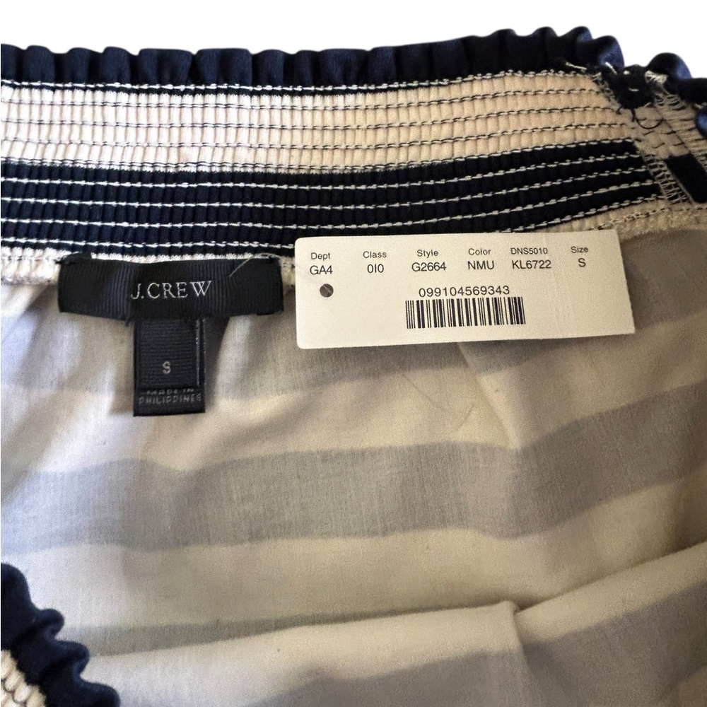 J. CREW NWT Off-the-Shoulder Nautical Stripe Dress Sz Small Blue White Coastal - Picture 3 of 12